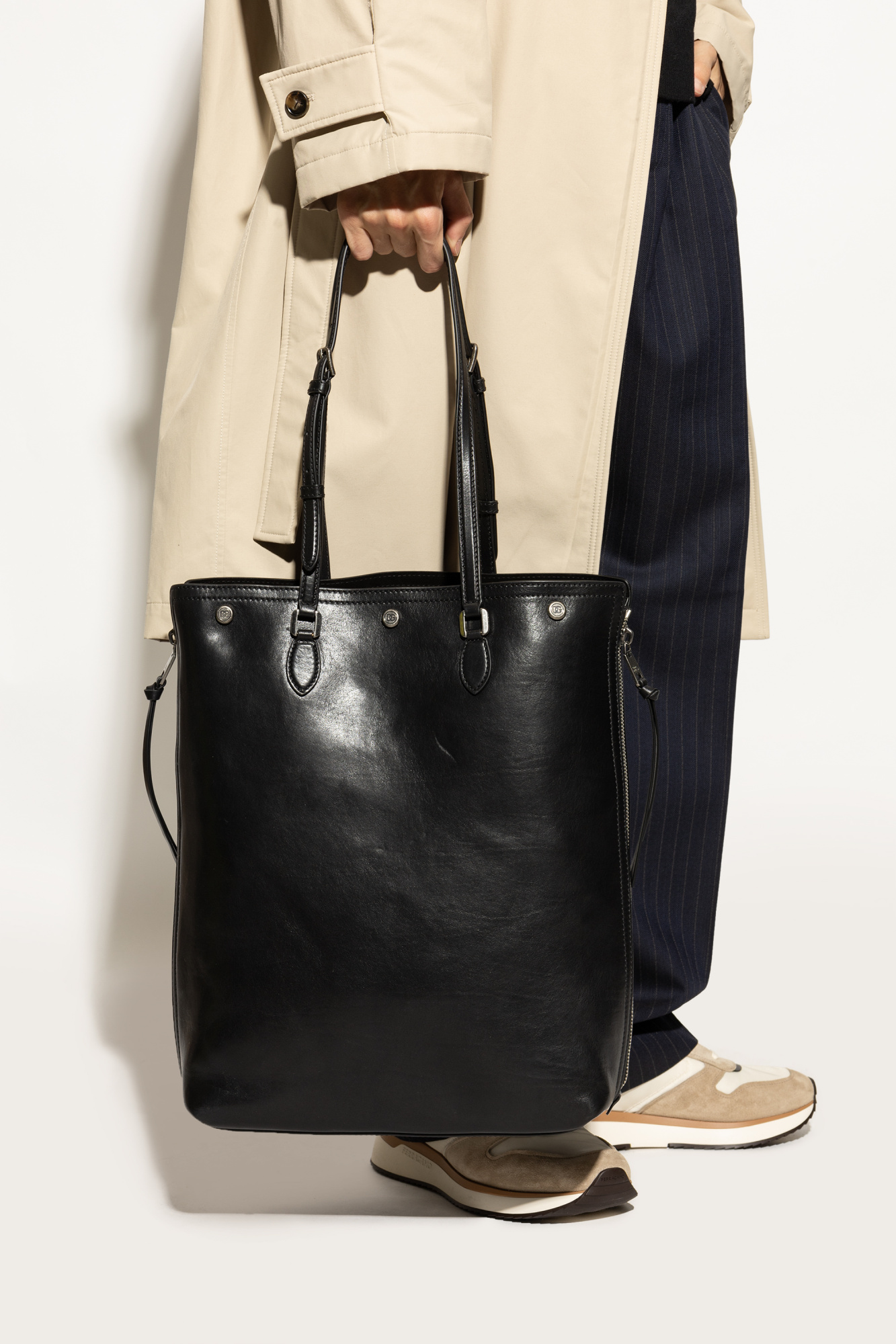 バッグ ARCHIVE DOLCE &GABBANA MILITARILY BAG Small calfskin pouch with raised logo in Black for Men